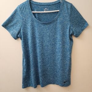 Nike Dri-Fit Mens L T-Shirt Blue Heather Sports Athletics Work Out Biking
